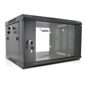 Шафа Merlion 6U, 600*600*367 (Ш*Г*В) мм загартоване скло, чорна, сталь 1.2мм з замком (в розібраному вигляді!!!)
