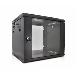 Шафа Merlion 9U, 600*600*500 (Ш*Г*В) мм загартоване скло, чорна, сталь 1.2мм з замком (в розібраному вигляді!!!)