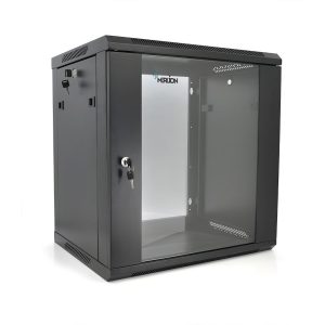 Шафа Merlion 15U, 600*450*768 (Ш*Г*В) мм загартоване скло, чорна, сталь 1,2мм з замком (в розібраному вигляді!!!)