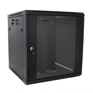 Шафа Merlion 22U, 600*600 (Ш*Г*В) мм загартоване скло, чорна, сталь 1,2мм з замком (в розібраному вигляді!!!)