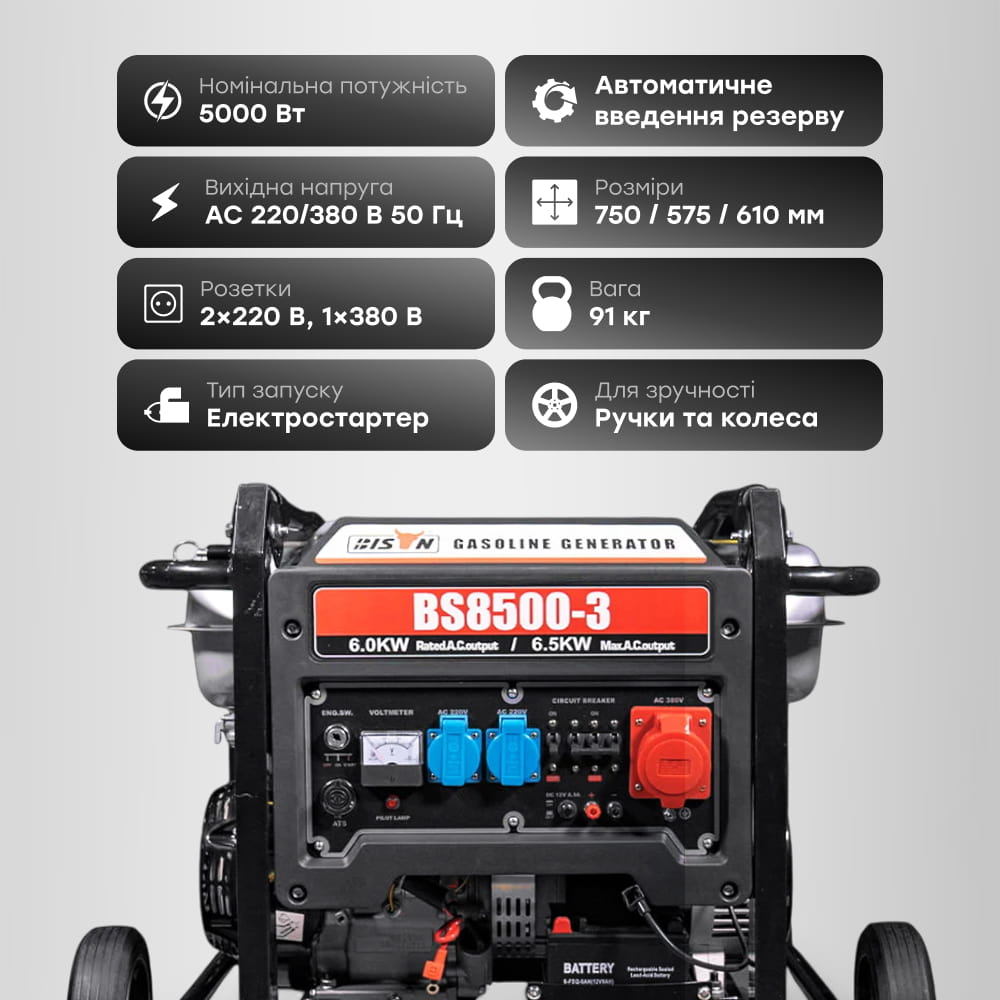 Бензиновий генератор BS8500-3 Bison Бензиновий генератор BS8500-3 Bison