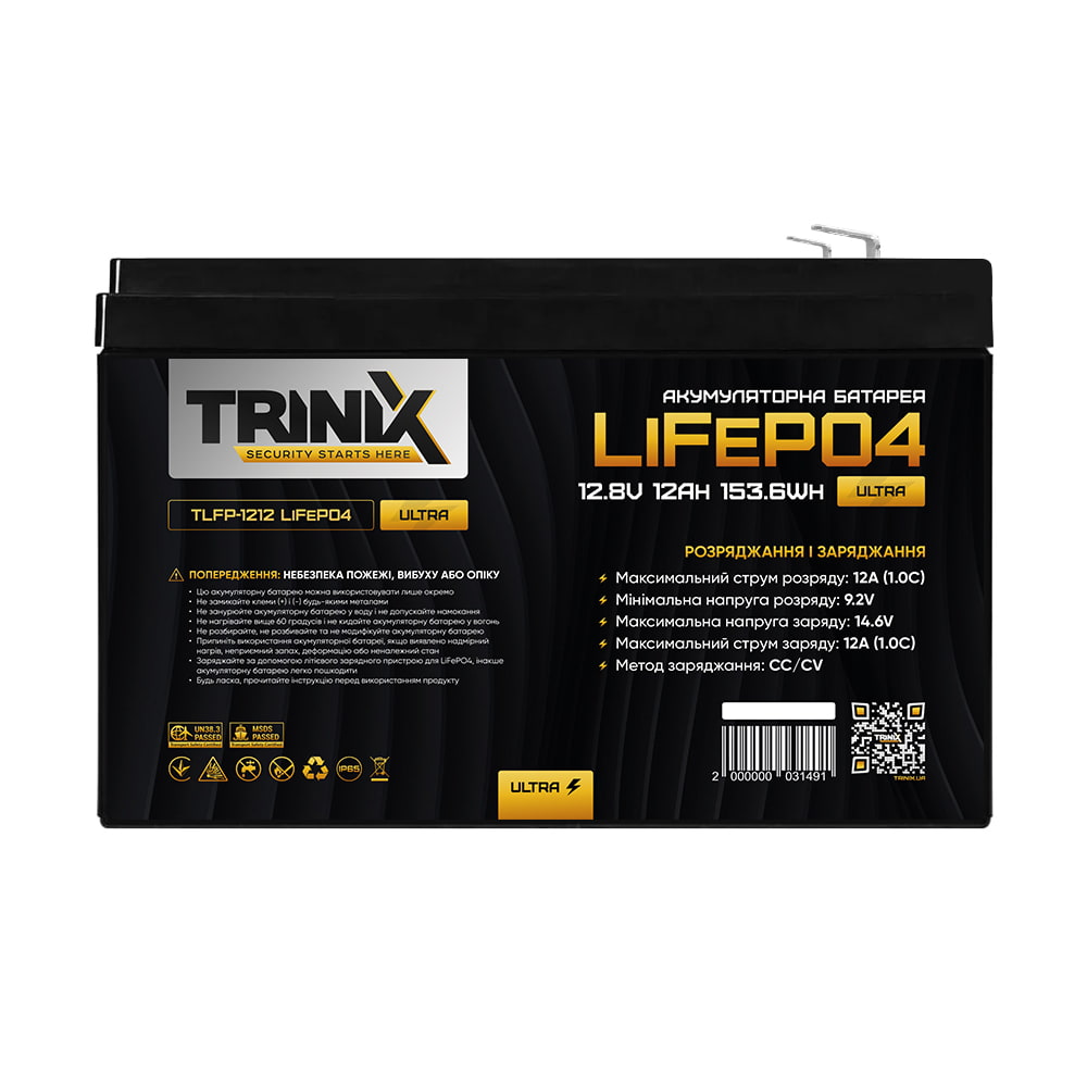 Акумуляторна батарея 12 Ah 12V TLFP-1212 Ultra LiFePO4 TRINIX Акумуляторна батарея 12 Ah 12V TLFP-1212 Ultra LiFePO4 TRINIX