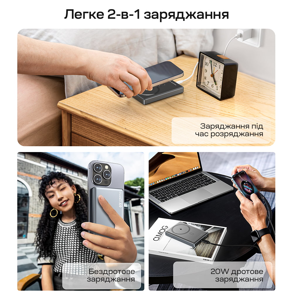 Power Bank B735 з магнітною зарядкою 10000mAh Black Choetech Power Bank B735 з магнітною зарядкою 10000mAh Black Choetech