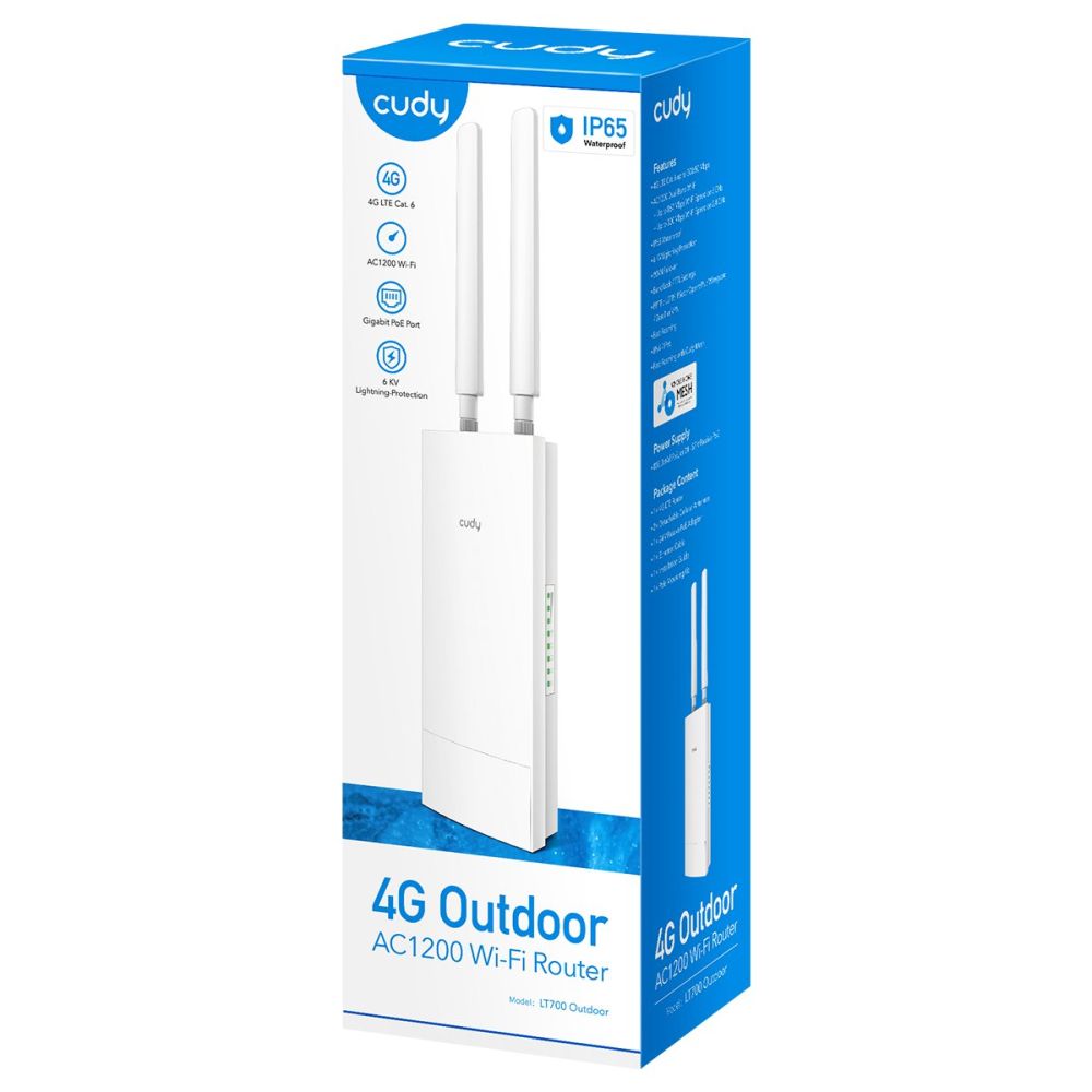 Маршрутизатор LT700 OUTDOOR Wi-Fi Mesh 4G LTE CAT6 Cudy Маршрутизатор LT700 OUTDOOR Wi-Fi Mesh 4G LTE CAT6 Cudy