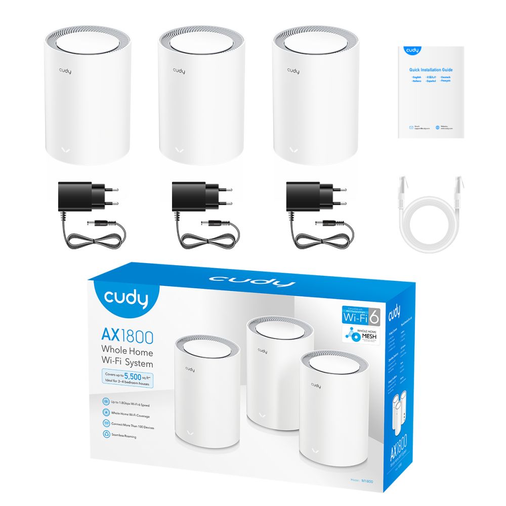 Mesh-система M1800 Wi-Fi 6 (3-Pack) Cudy Mesh-система M1800 Wi-Fi 6 (3-Pack) Cudy