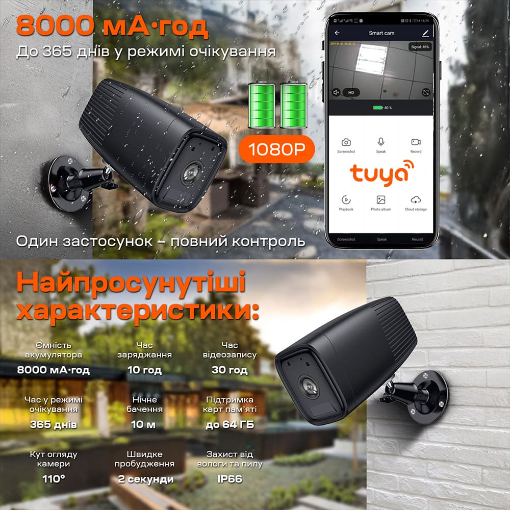 Відеокамера VLC-04IB(Tuya), 2Mp, циліндр, MicroSD, Wi-Fi, Black Light Vision Відеокамера VLC-04IB(Tuya), 2Mp, циліндр, MicroSD, Wi-Fi, Black Light Vision