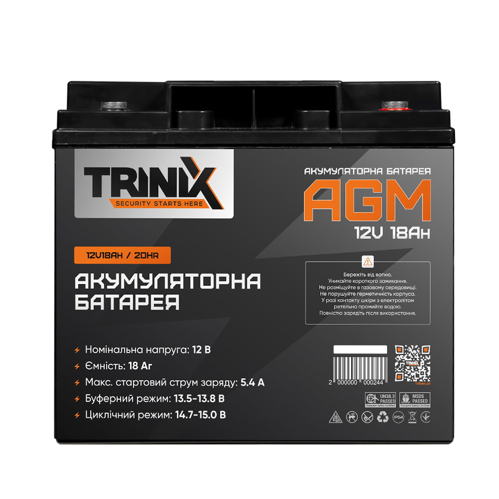 Акумуляторна батарея 12V18Ah/20Hr TRINIX свинцево-кислотна