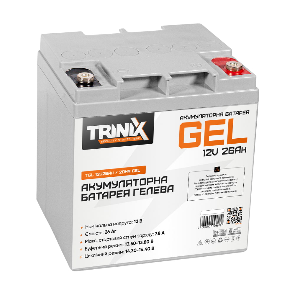Акумуляторна батарея TGL12V26Ah/20Hr TRINIX GEL Акумуляторна батарея TGL12V26Ah/20Hr TRINIX GEL