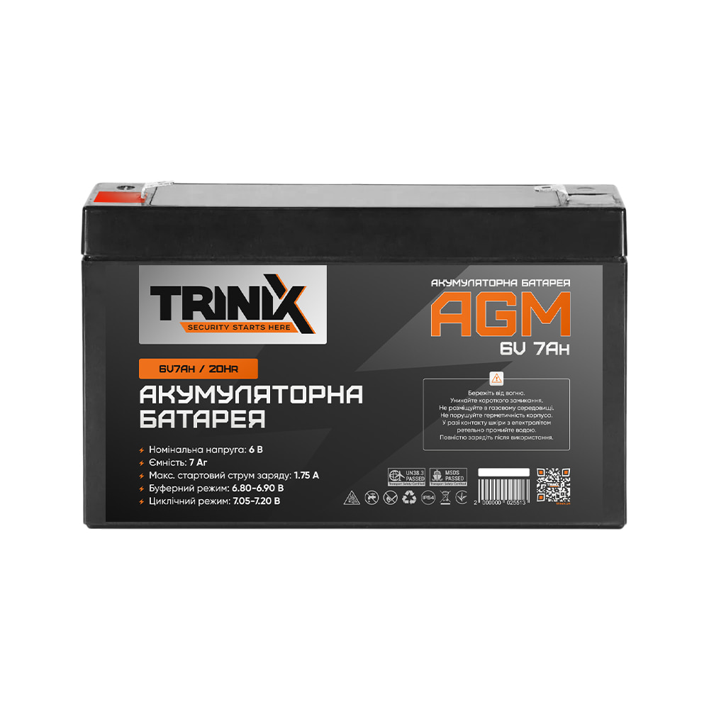 Акумуляторна батарея 6V7Ah/20Hr TRINIX свинцево-кислотна Акумуляторна батарея 6V7Ah/20Hr TRINIX свинцево-кислотна