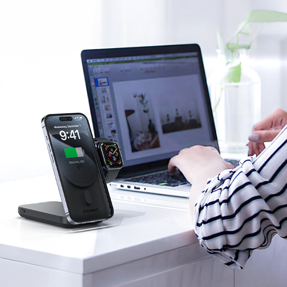 Power Bank D750 3в1 з магнітною зарядкою та підставкою 10000mAh Black Choetech Power Bank D750 3в1 з магнітною зарядкою та підставкою 10000mAh Black Choetech