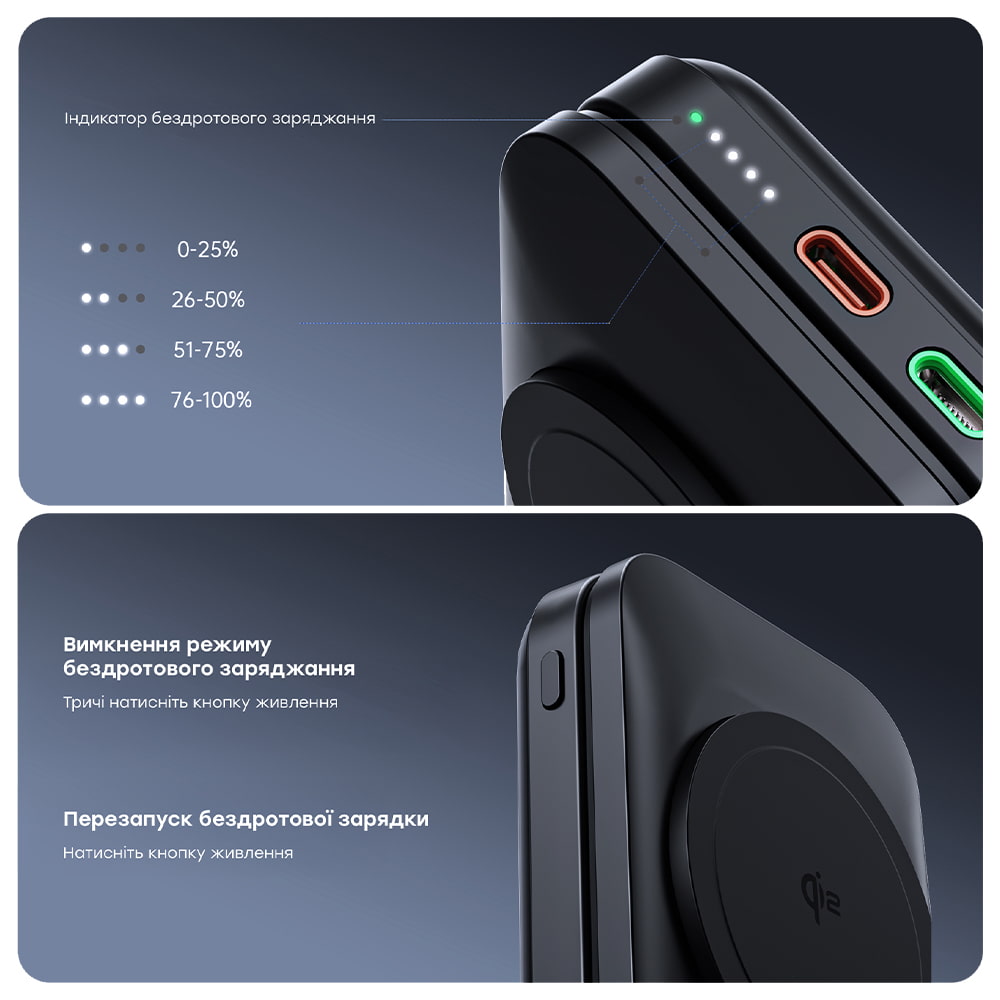 Power Bank D750 3в1 з магнітною зарядкою та підставкою 10000mAh Black Choetech Power Bank D750 3в1 з магнітною зарядкою та підставкою 10000mAh Black Choetech
