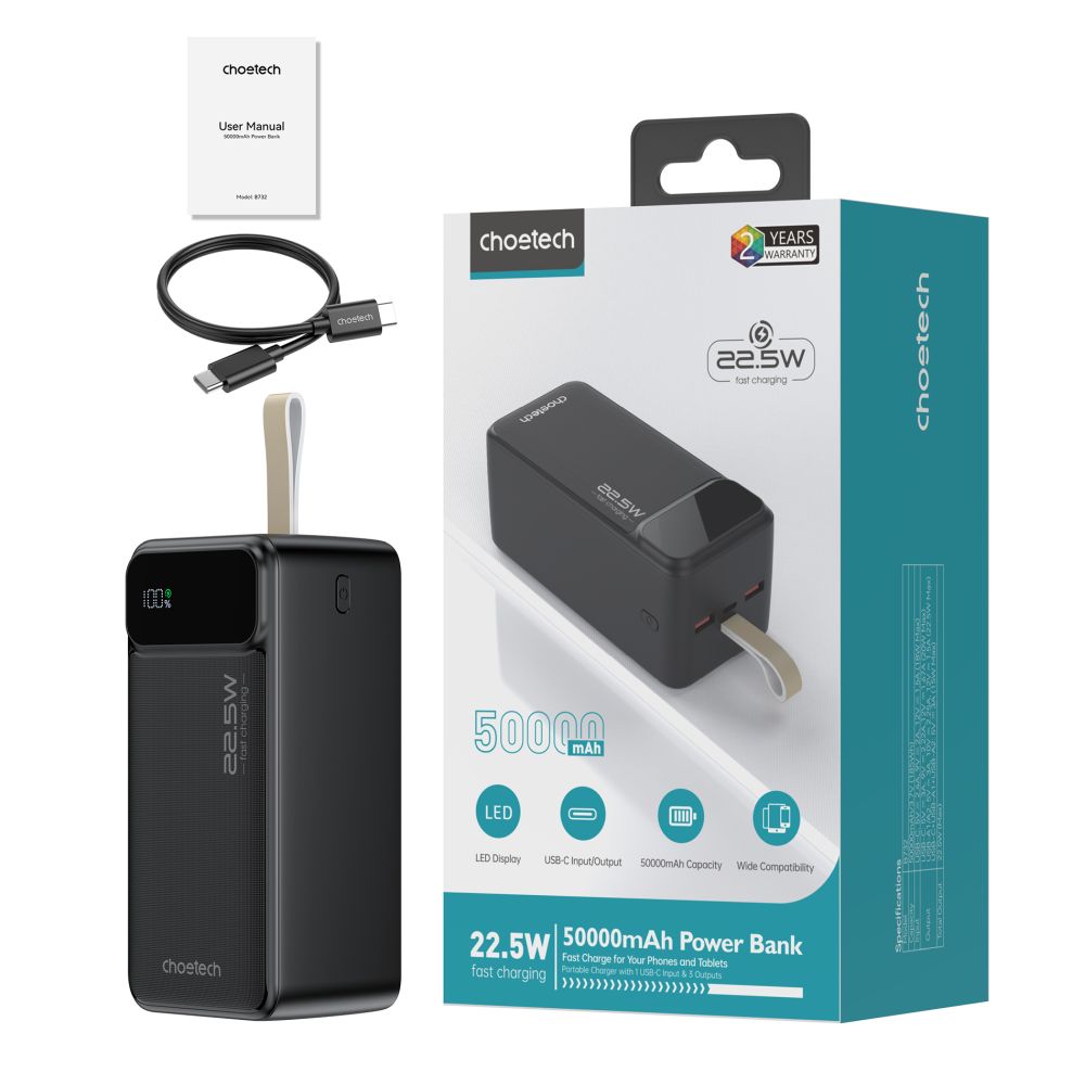 Power Bank B732 50000mAh Black Choetech