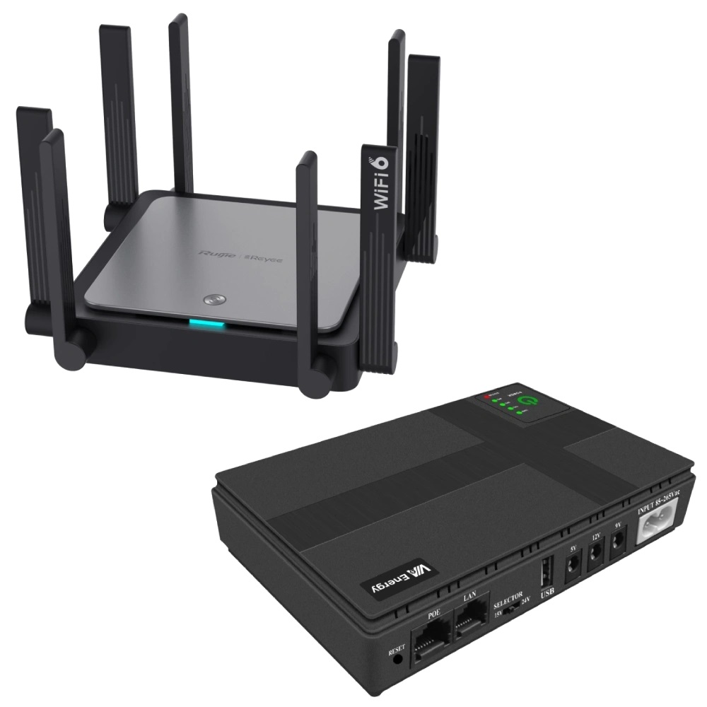 Комплект ДБЖ VIA Energy Mini UPS 2.0 + бездротовий маршрутизатор Ruijie RG-EW3200GX PRO