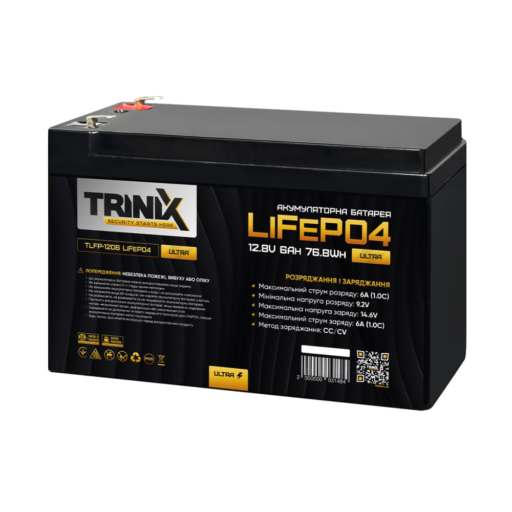 Акумуляторна батарея 6 Ah 12V TLFP-1206 Ultra TRINIX LiFePO4