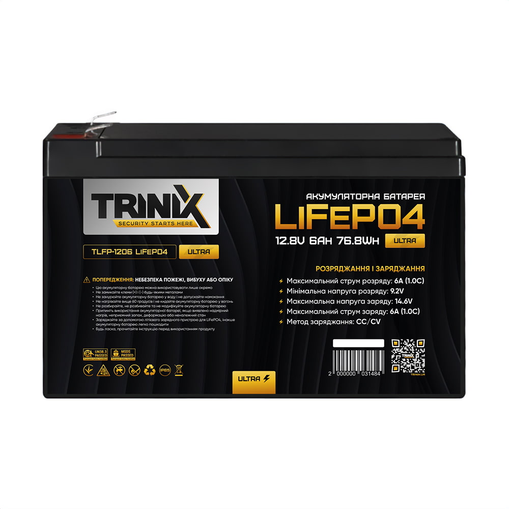 Акумуляторна батарея 6 Ah 12V TLFP-1206 Ultra TRINIX LiFePO4