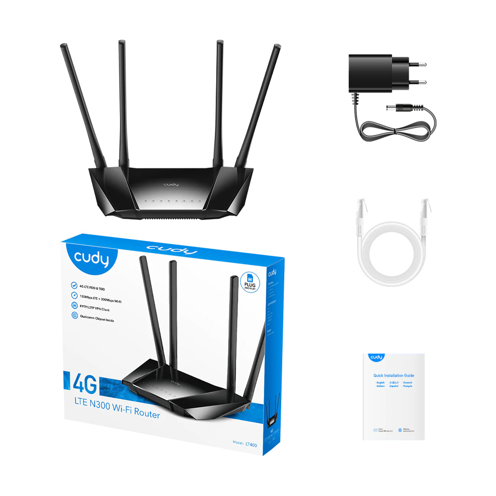 Маршрутизатор LT400 Wi-Fi 4G LTE CAT4 Cudy Маршрутизатор LT400 Wi-Fi 4G LTE CAT4 Cudy