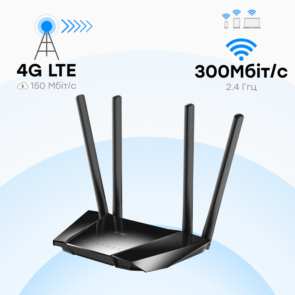 Маршрутизатор LT400 Wi-Fi 4G LTE CAT4 Cudy Маршрутизатор LT400 Wi-Fi 4G LTE CAT4 Cudy