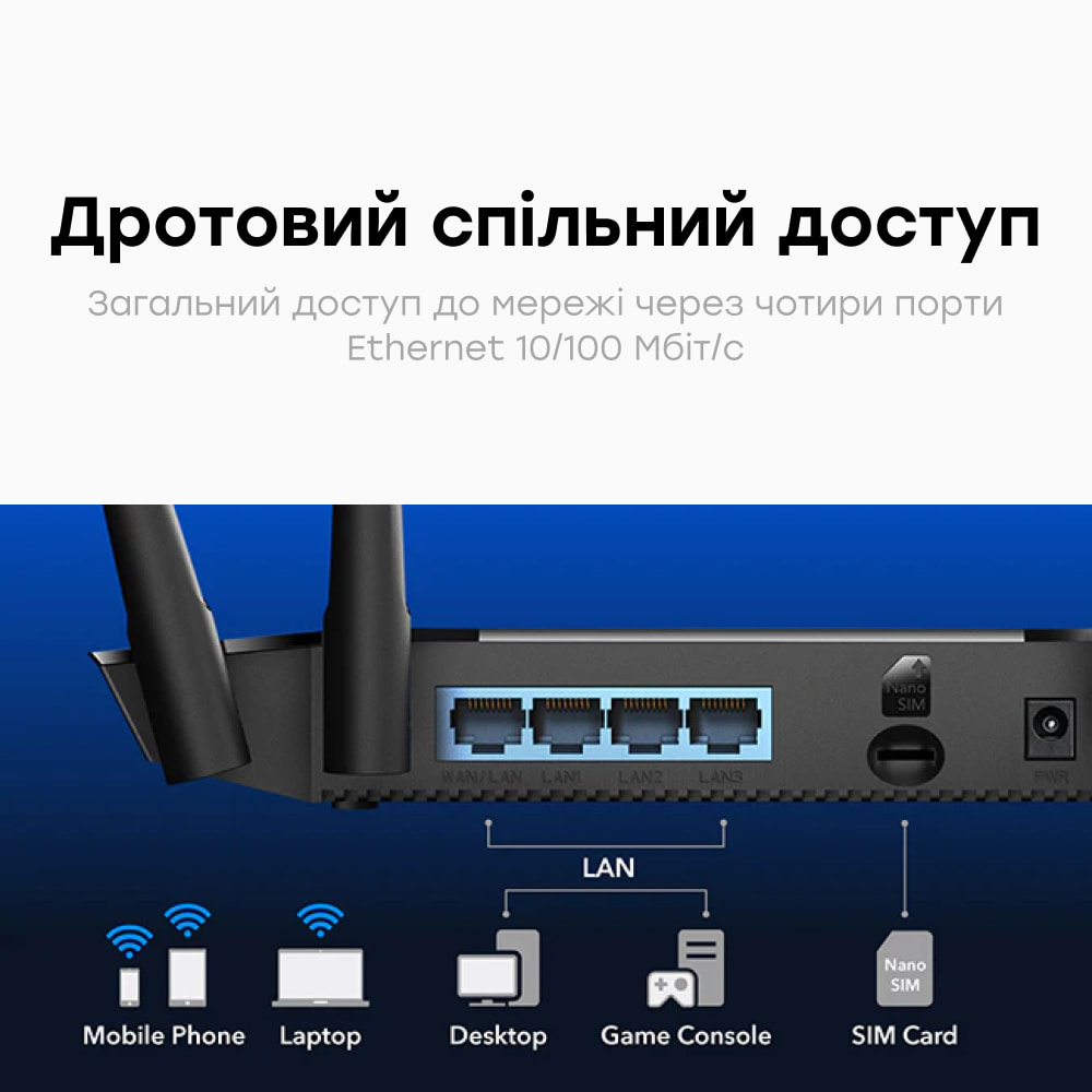 Маршрутизатор LT400 Wi-Fi 4G LTE CAT4 Cudy Маршрутизатор LT400 Wi-Fi 4G LTE CAT4 Cudy