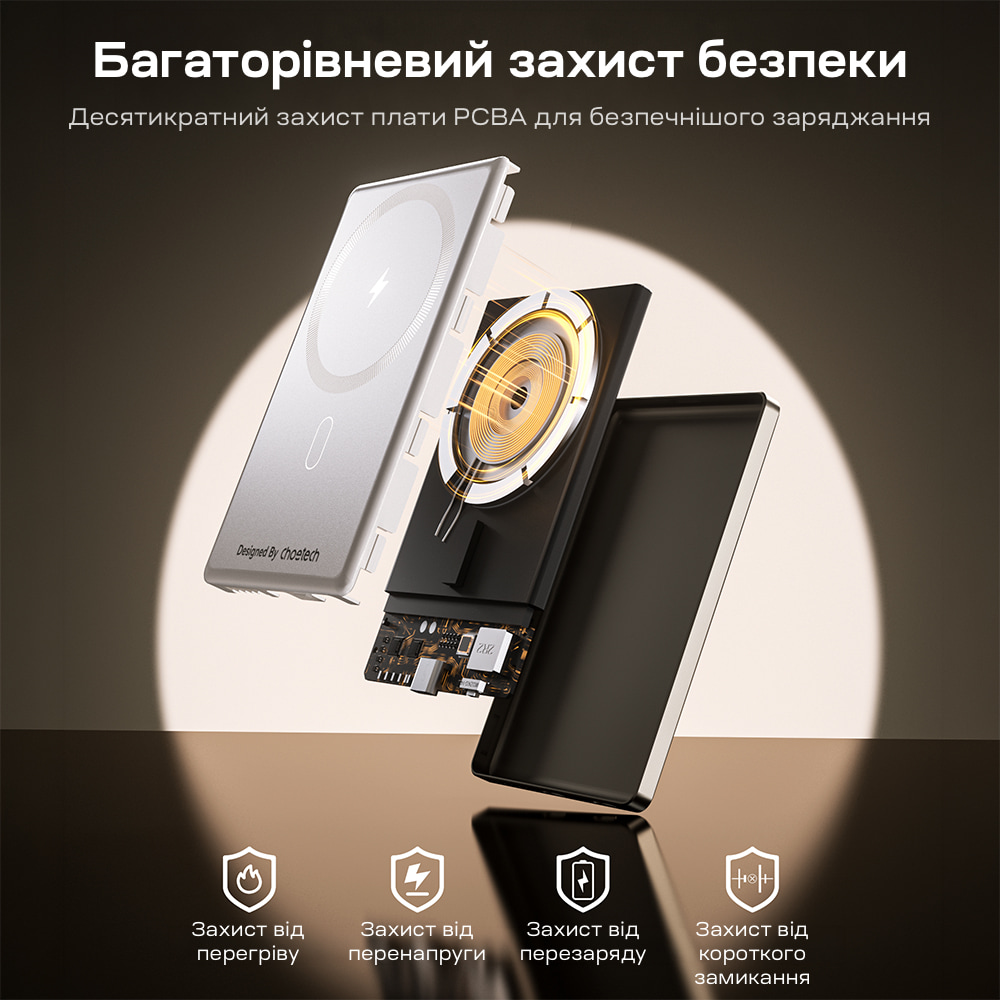 Power Bank B738 з магнітною зарядкою 5000mAh White Choetech Power Bank B738 з магнітною зарядкою 5000mAh White Choetech