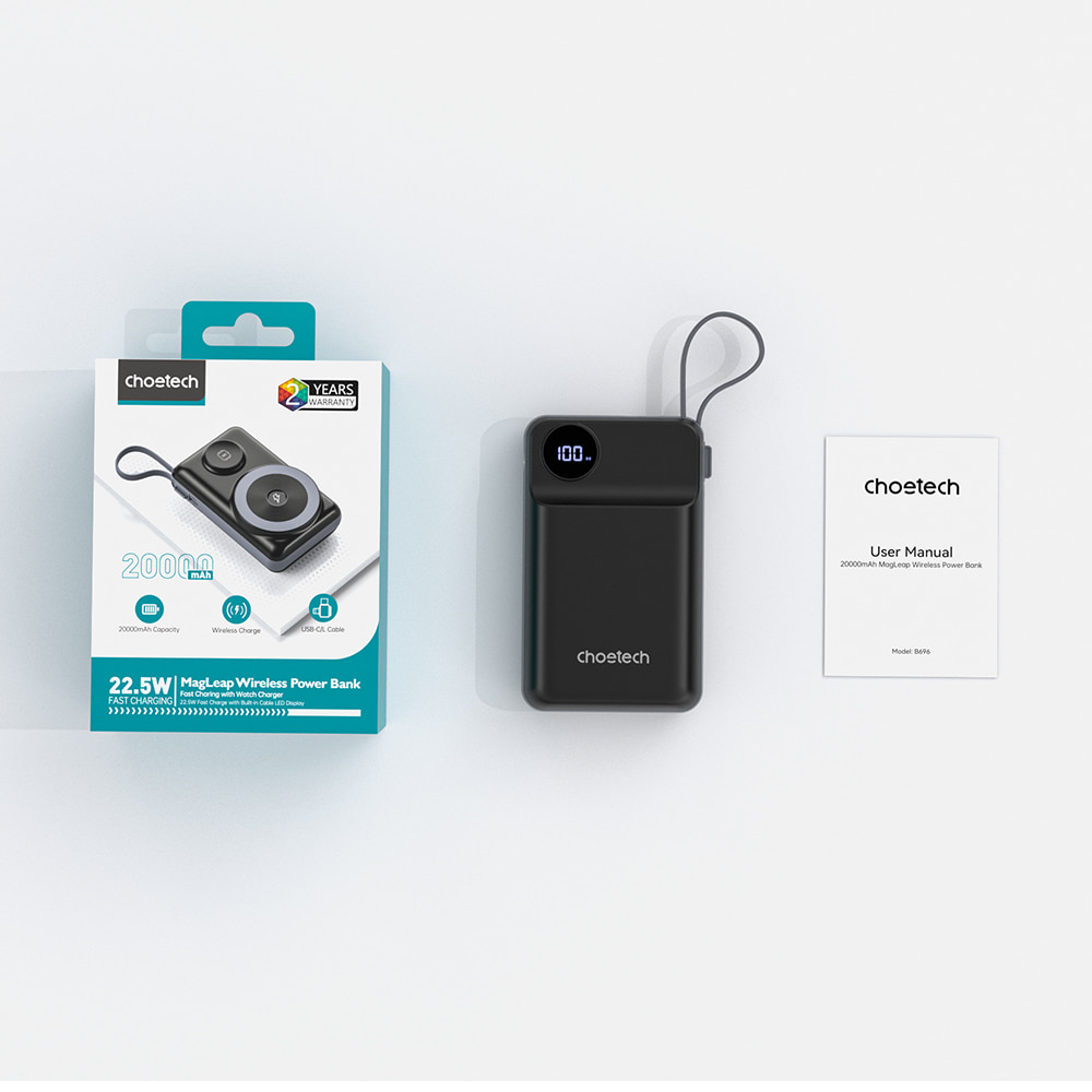Power Bank B696 з магнітною зарядкою 20000mAh Black Choetech Power Bank B696 з магнітною зарядкою 20000mAh Black Choetech