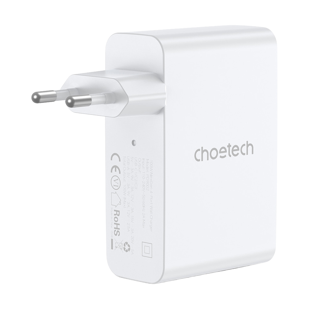 Адаптер PD9002 PD100W GAN A+3xC wall charger White Choetech Адаптер PD9002 PD100W GAN A+3xC wall charger White Choetech