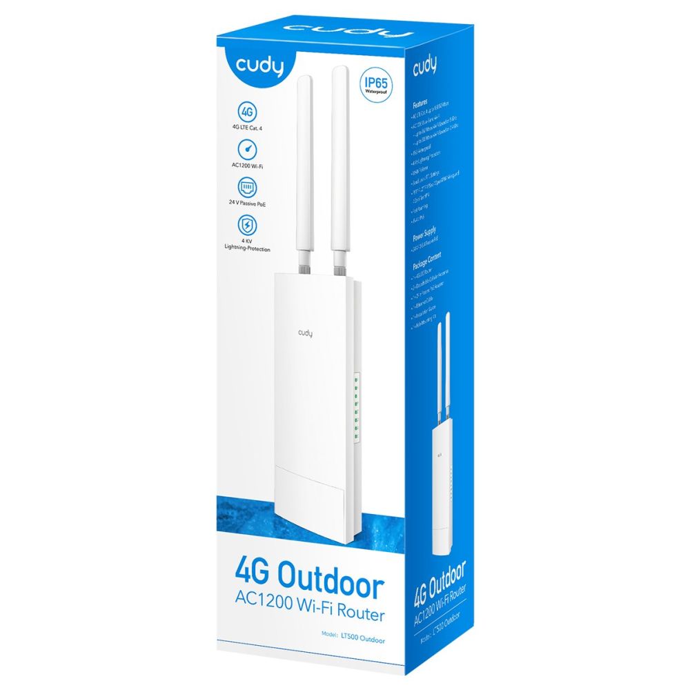 Маршрутизатор LT500 OUTDOOR Wi-Fi Mesh 4G LTE CAT4 Cudy Маршрутизатор LT500 OUTDOOR Wi-Fi Mesh 4G LTE CAT4 Cudy