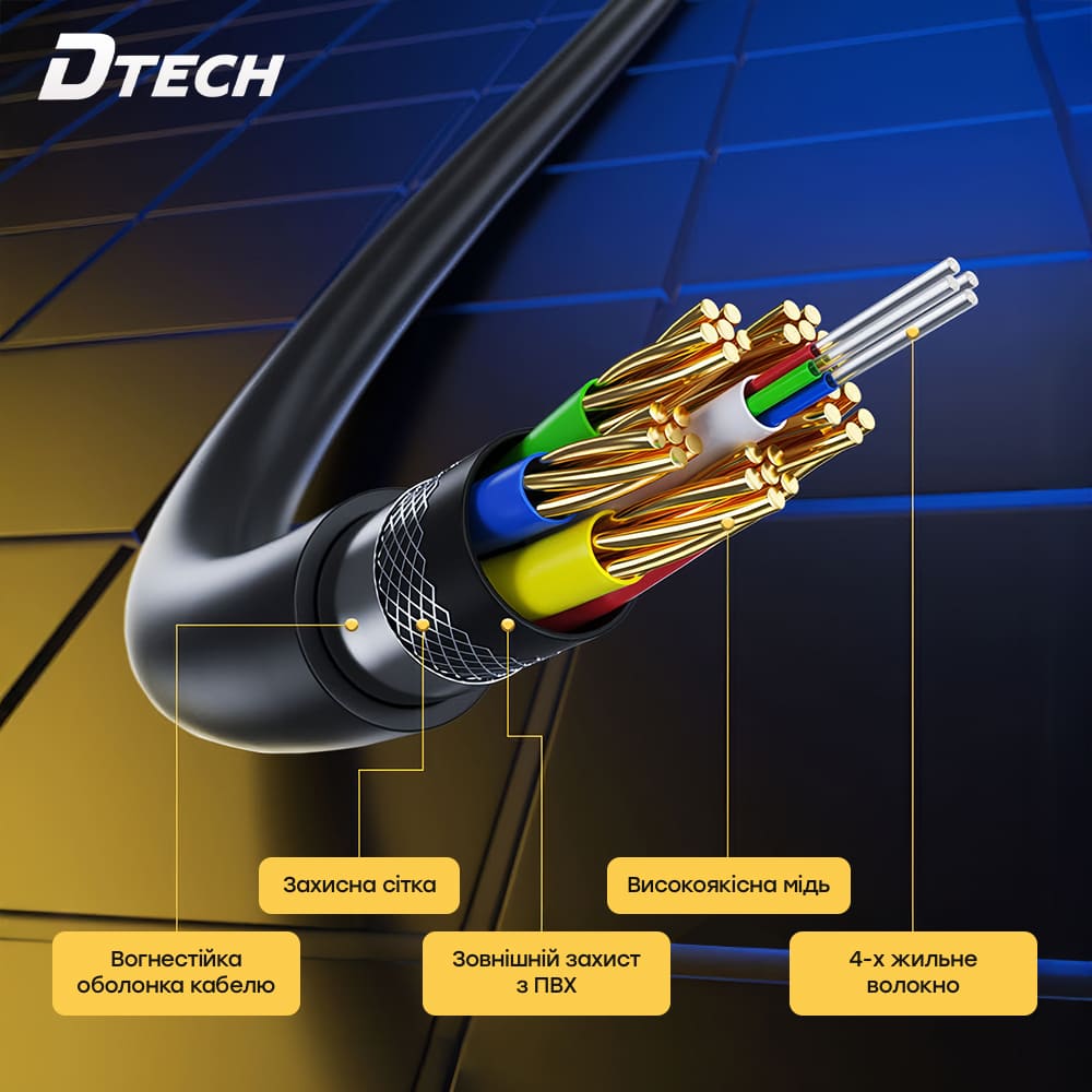 Кабель оптичний HDMI 2.1V 100 м (DT-HOF8100) DTECH Кабель оптичний HDMI 2.1V 100 м (DT-HOF8100) DTECH