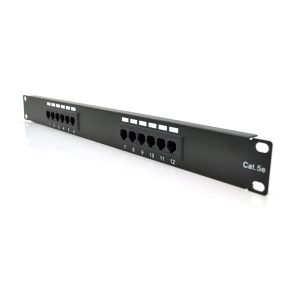Патч-панель PiPo 12 портов UTP кат 5Е 19" 1U неекранована чорна Q25