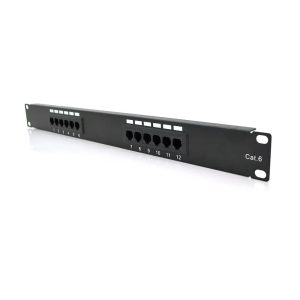 Патч-панель PiPo 12 портов UTP кат 6Е 19" 1U неекранована чорна Q25