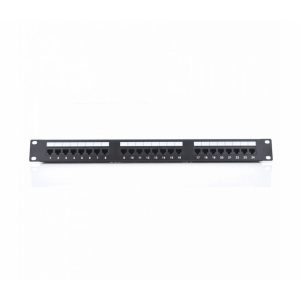 Патч-панель RITAR 24 порта UTP DUAL кат 5Е 19" 1U неекранована чорна, з заднім організатором кабеля Q25