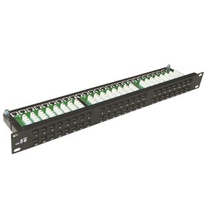 Патч-панель Merlion 48 порта UTP DUAL кат 5Е 19" 1U неекранована чорна Q10