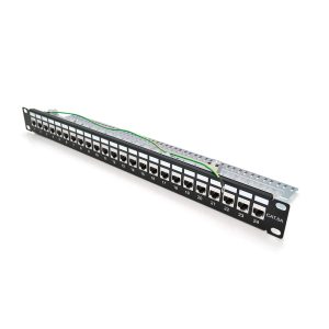 Патч-панель PiPo 24 порта FTP кат 7Е 19" 1U экранированная чорна Q25