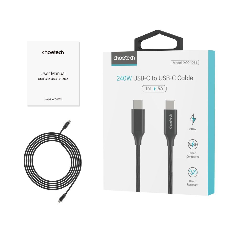 Кабель XCC-1035 USB-C to USB-C PD3.1 1m Black Choetech Кабель XCC-1035 USB-C to USB-C PD3.1 1m Black Choetech