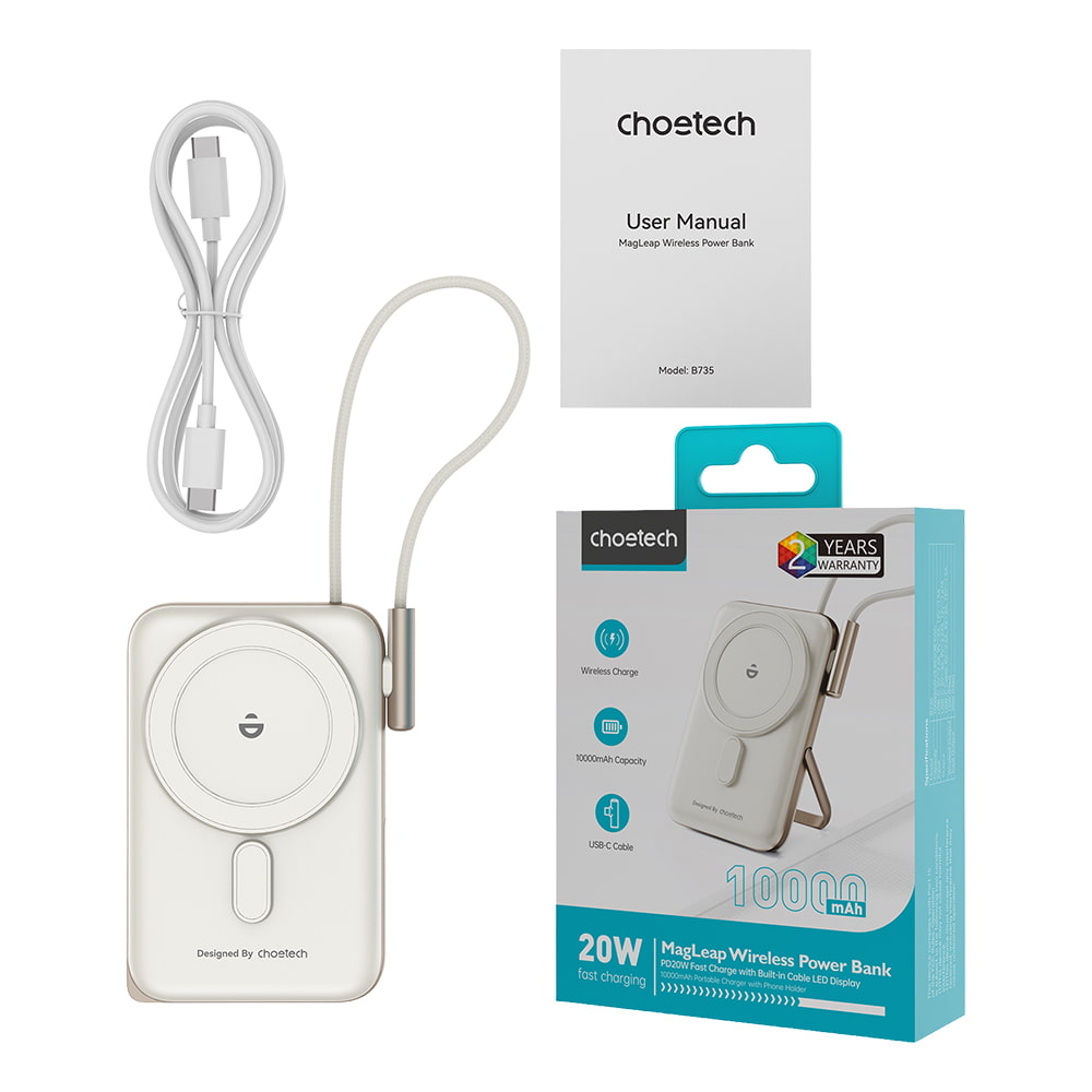 Power Bank B735 з магнітною зарядкою 10000mAh White Choetech Power Bank B735 з магнітною зарядкою 10000mAh White Choetech