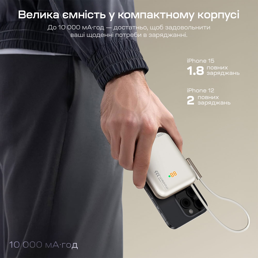 Power Bank B735 з магнітною зарядкою 10000mAh White Choetech Power Bank B735 з магнітною зарядкою 10000mAh White Choetech