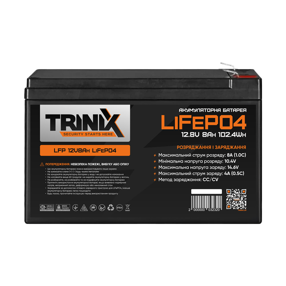 Акумуляторна батарея 8 Ah 12V LiFePo4 TRINIX Акумуляторна батарея 8 Ah 12V LiFePo4 TRINIX