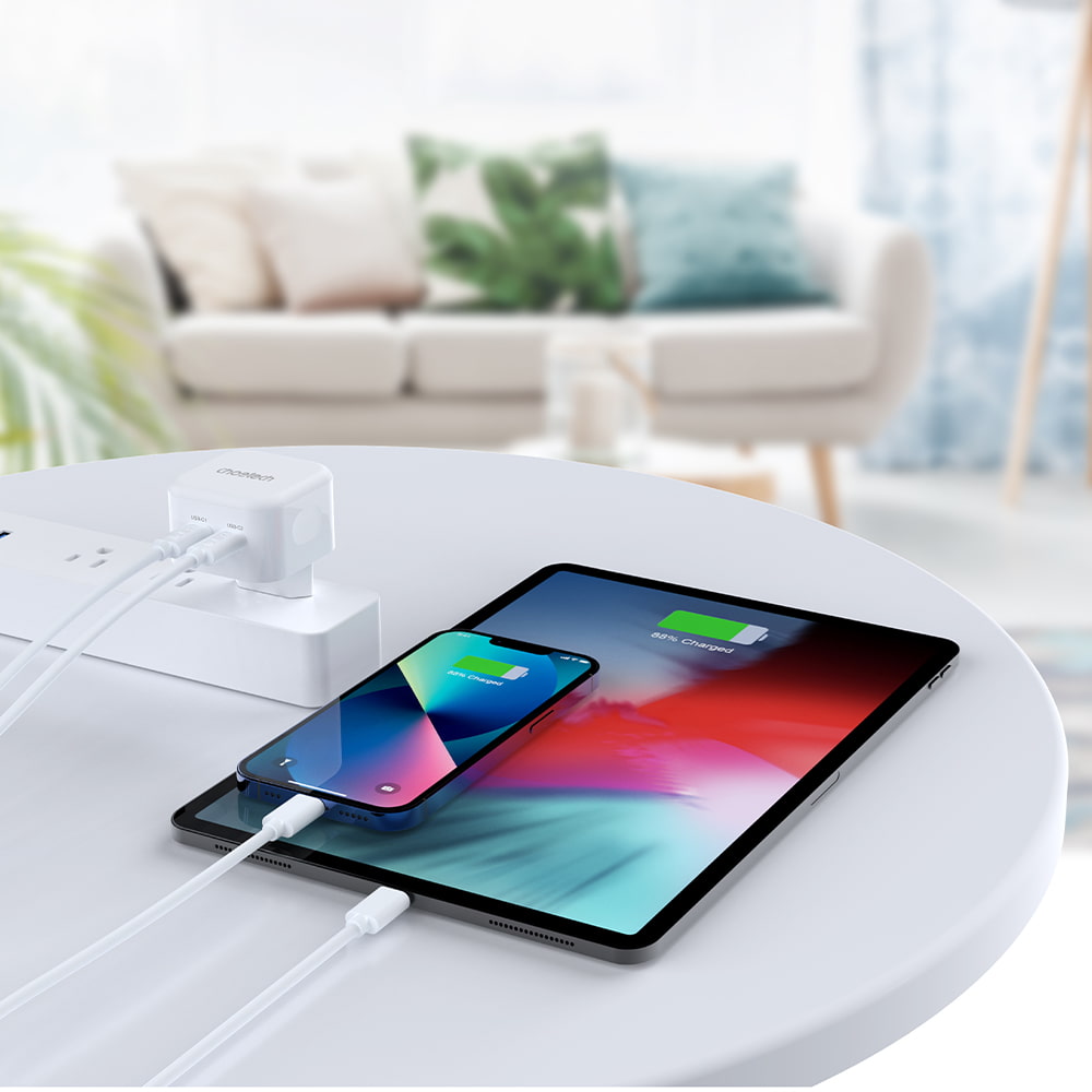 Адаптер Q5008 PD35W 2xUSB-C wall charger White Choetech Адаптер Q5008 PD35W 2xUSB-C wall charger White Choetech