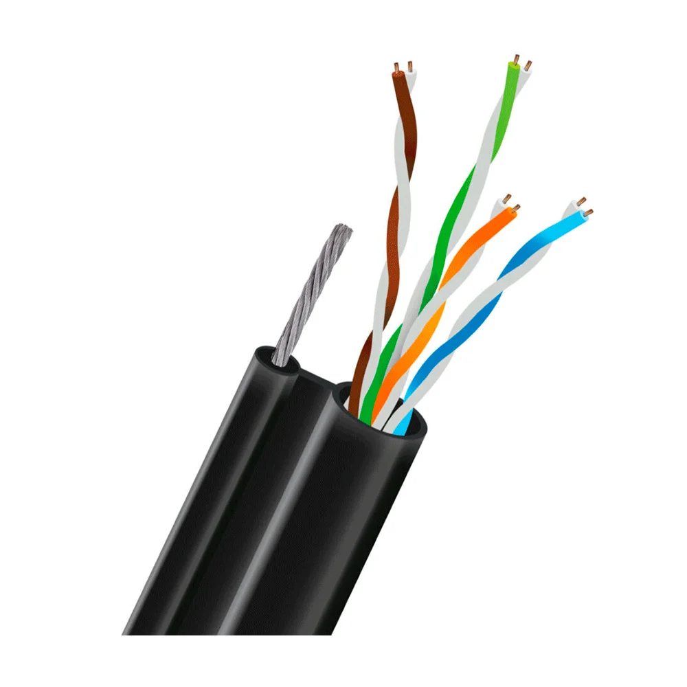Кабель UTP CAT5E CU 0.51 mm LDPE Outdoor + трос KRAFT (305м) Кабель UTP CAT5E CU 0.51 mm LDPE Outdoor + трос KRAFT (305м)