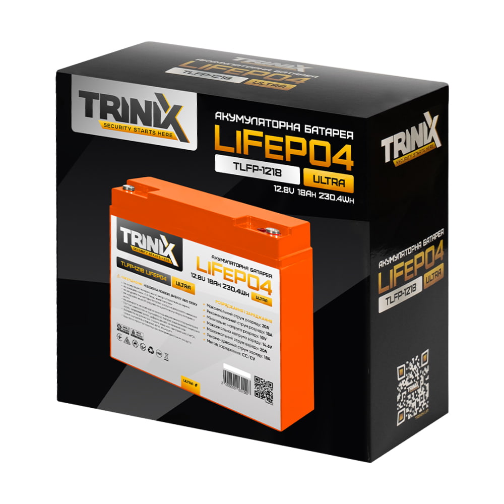 Акумуляторна батарея 18 Ah 12V TLFP-1218 Ultra LiFePO4 ORANGE TRINIX